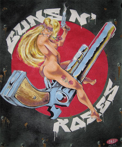 Guns n' Roses Vintage - Chick straddling Gun