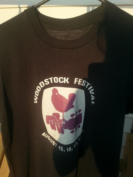 Woodstock t-shirt black with purple and dates