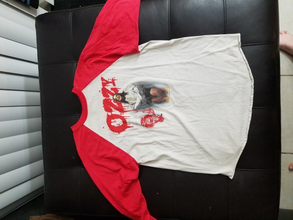 Ozzy osbourne red and white baseball tee-large