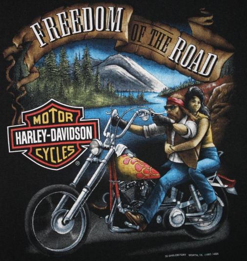Vintage 3D Emblem Harley Davidson Freedom T-Shirt