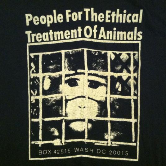 Vintage 1980's PETA vegetarian vegan animal rights tshirt