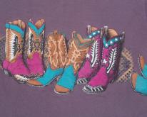  1990s Colored Boots Print Plum  L