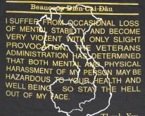  VIET NAM Veteran Warning Black  NEVER WORN