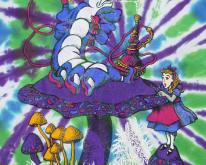 ALICE IN WONDERLAND MARIJUANA TIE DYE HIPPIE 