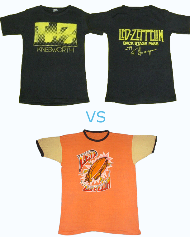 vintage 1970s led zeppelin t-shirts