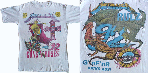 vintage metallica gnr concert t-shirt