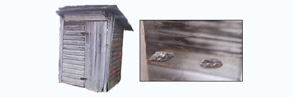 vintage church outhouse