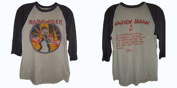 vintage iron maiden japan tee 1981