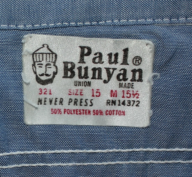 Chambray shirt Embroidered deer buck Paul Bunyan label