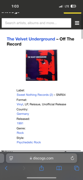 ‘91 Velvet Underground “Off the Record”