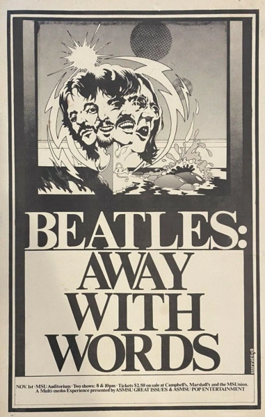 beatles away with words poster