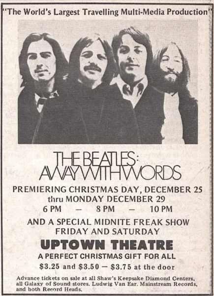 beatles away with words newspaper ad
