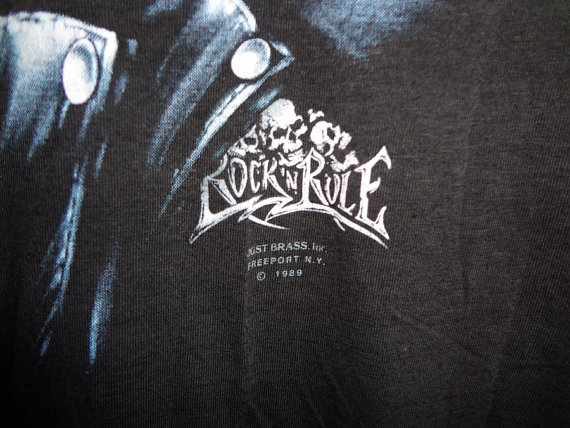 Satanic drummer 3d emblem shirt rock n rule just brass