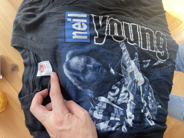 Neil Young/ Pearl Jam tour tee on Hanes Qualy-t tag