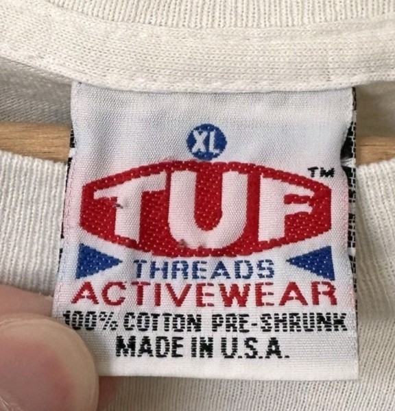 tuf threads activewear t-shirt tag