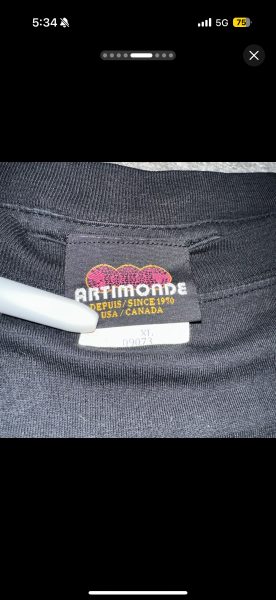 artimonde t-shirt tag