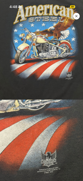 1993 3D Emblem American Steel Tee, American Biker