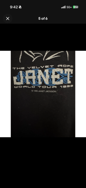 1998 Janet Jackson Velvet Rope Tour shirt