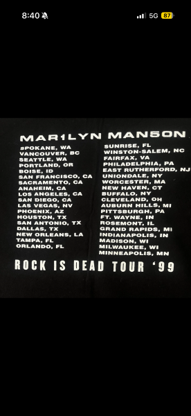 99’ Marilyn Manson Rock is Dead Tour Shirt