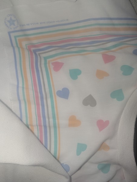 90's Hanes  sweatshirt colorful heart pattern and a unique attached, strip