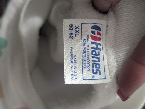 Hanes sweatshirt tag xxl 50-52