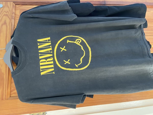 Nirvana Smiley Face with DGC sleeve logo