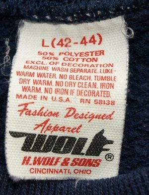 H Wolf & Sons Sweatshirt Tag