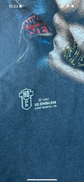 3D Emblem Harley Davidson  bad to the bone 1987 single stitch T-shirt