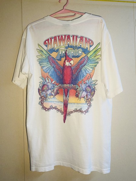 Hawiian Tropic dated 1983 pocket hit Double Parrot, HOT Tag, Size Large