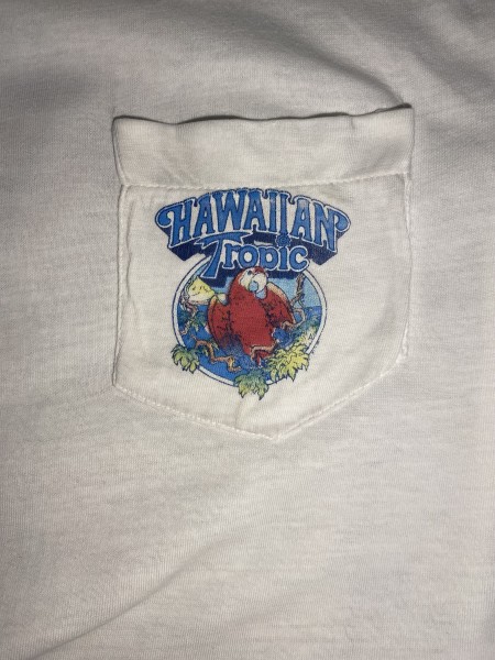 Hawiian Tropic dated 1983 pocket hit Double Parrot, HOT Tag, Size Large
