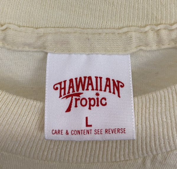 hawaiian tropic branded t-shirt tag