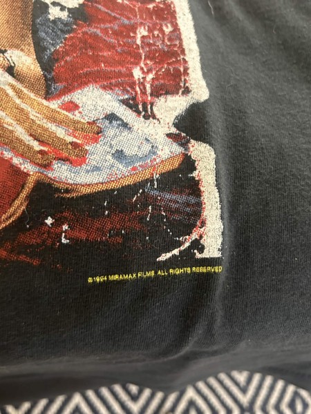 Oneita Pulp Fiction tee fake? "Rare Factory Misprint"