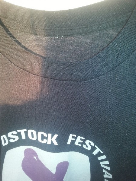 Woodstock t-shirt black with purple and dates