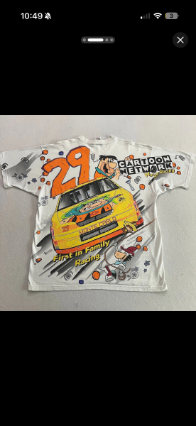 90s Flinstones Wacky Racing NASCAR shirt