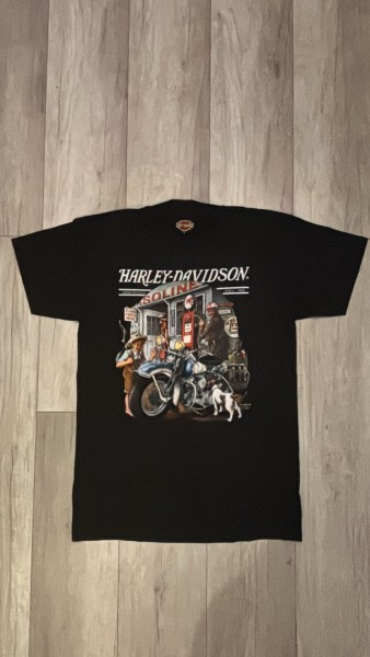 Harley-Davidson 3D Emblem graphic featuring a gas station