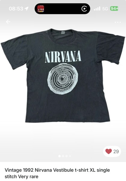 Authenticity Spain Vintage 1992 Nirvana Vestibule t-shirt XL single stitch