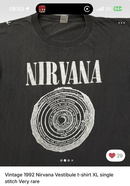 Authenticity Spain Vintage 1992 Nirvana Vestibule t-shirt XL single stitch