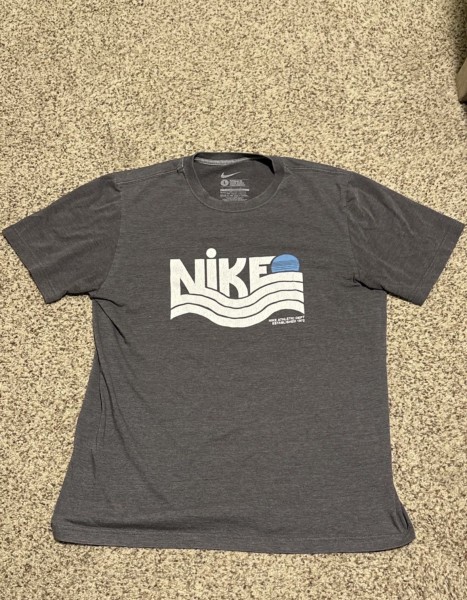 Vintage Nike Athletic Dept Established 1972 Wave Graphic Tee Large Gray