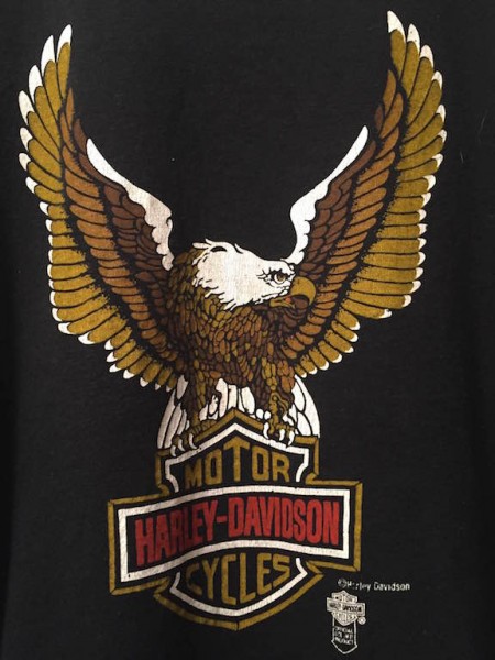 Vintage Harley tee eagle logo front zoom view