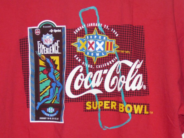 Back of Coca-Cola Super Bowl XXXII shirt