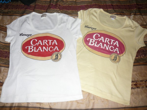 Carta Blanca tee fronts