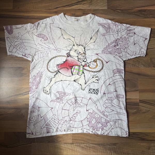Alice in wonderland white rabbit aop