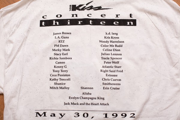 '92 108KISS Tee, James Brown, Marky Mark, Kris Kross, Celine