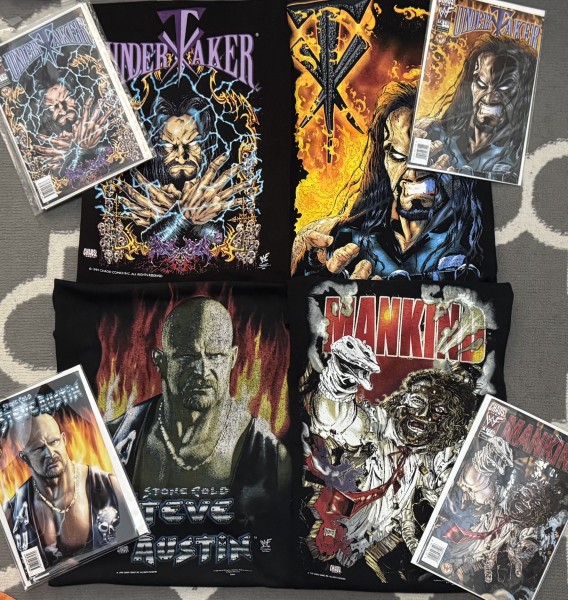 My WWF Chaos Comics tee collections for now