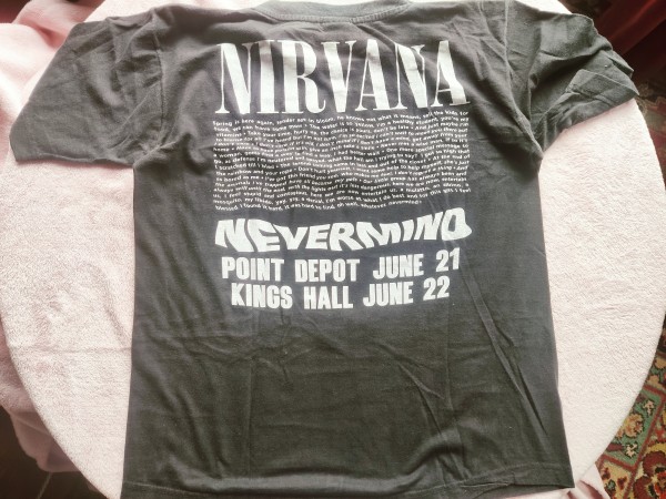 Nirvana 1992 Ireland Tour T-shirt with dates (poss bootleg)