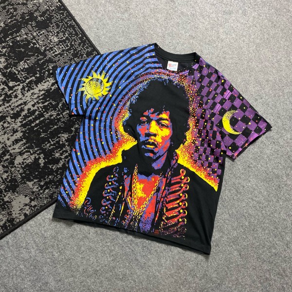 Jimi Hendrix Hanes Ultraweight Tag 1992 AOP Tee