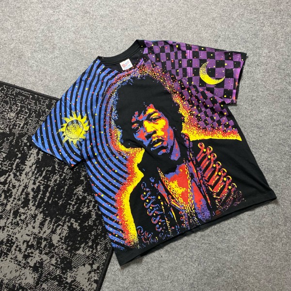 Jimi Hendrix Hanes Ultraweight Tag 1992 AOP Tee