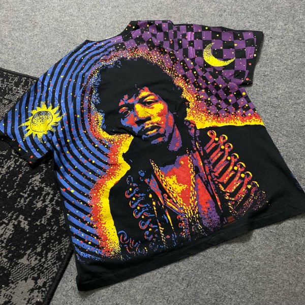 Jimi Hendrix Hanes Ultraweight Tag 1992 AOP Tee