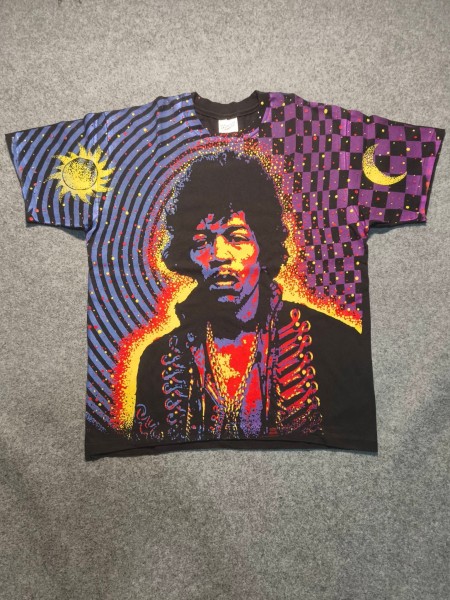 Jimi Hendrix Hanes Ultraweight Tag 1992 AOP Tee