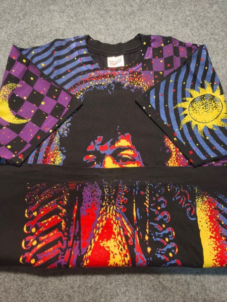 Jimi Hendrix Hanes Ultraweight Tag 1992 AOP Tee